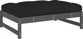 vidaXL szürke tömör fenyőfa kerti lábzsámoly párnával 120x80 cm