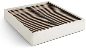 Krémszínű kárpitozott ágyneműtartós-ágytámla nélkül franciaágy ágyráccsal 140x200 cm Susan – Micadoni