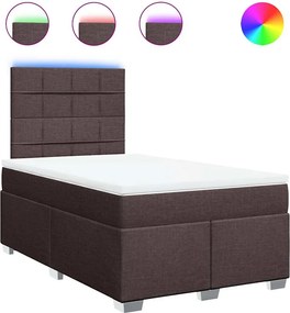vidaXL sötétbarna szövet rugós ágy matraccal 120 x 200 cm