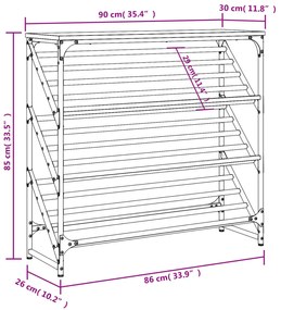 fekete szerelt fa cipőtartó 90x30x85 cm