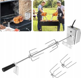 Univerzális grill Rotisserie Kit Roaster 117cm Spit Rod Elektromos motor