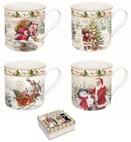 Karácsonyi porcelán bögre szett 4db-os díszdobozban, 300 ml - Christmas Time