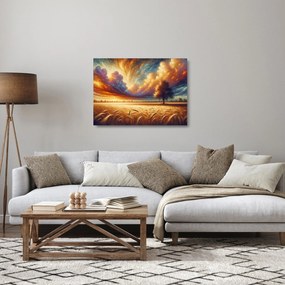 Üveg kép – Fa a mezőn (70x50 cm)