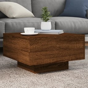 Barna tölgyszínű dohányzóasztal LED-lámpákkal 55 x 55 x 31 cm