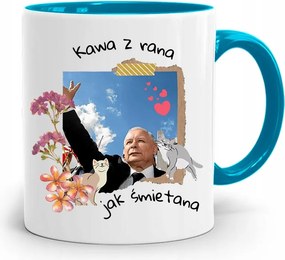 Kék Vicces Bögre Jaroslaw Kaczynski fényképes nyomattal