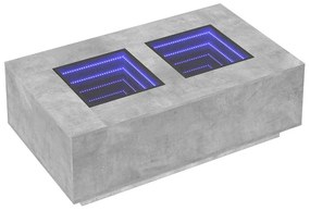 betonszürke végtelen hatású LED-es dohányzóasztal 116x69x40 cm