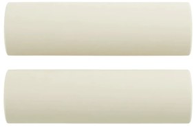 2 személyes krémszínű bársony kanapé díszpárnákkal 120 cm