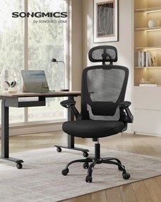 SONGMICS ergonomikus irodai szék, forgószék hálós háttámlával, fekete színben