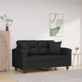 2 személyes fekete mikroszálas szövetkanapé párnákkal 120 cm