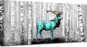 Vászonkép 115x55 Szarvas Nyírfa Erdő