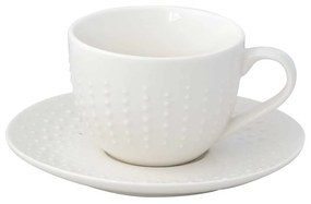 Drops fehér modern porcelán teáscsésze aljjal