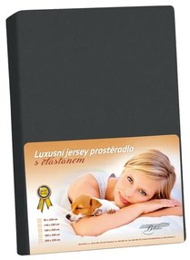 Jersey lepedő elasztánnal, fekete, 140 x 200 cm, 140 x 200 cm