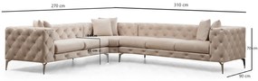 Design sarokkanapé Rococo ecru - jobb