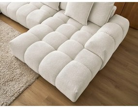 Fehér zsenília kinyitható-tárolóhelyes sarokkanapé (bal oldali-U alakú) Everest – Bobochic Paris