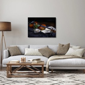 Üveg kép - Rózsa és hegedű (70x50 cm)