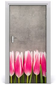 Ajtómatrica rózsaszín tulipánok 85x205 cm