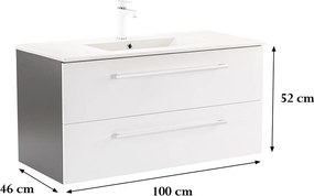 Vario Clam 100 alsó szekrény mosdóval antracit-fehér