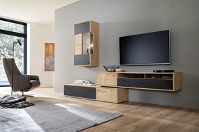 Valencia üveges tároló tölgy, antracit 64 x 119 cm