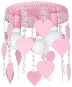 Gyerek mennyezeti lámpa ELZA hearts 3xE27/60W/230V rózsszín