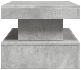 betonszürke dohányzóasztal LED-lámpákkal 90x50x40 cm