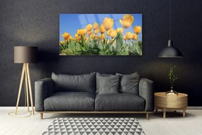 Modern üvegkép Tulipán virágok Plant 100x50 cm