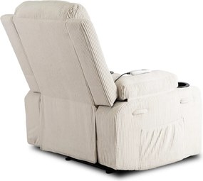 Fotel Rozkładany Masujący BOX Beżowy Sztruksowy