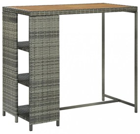 szürke polyrattan bárasztal tárolópolccal 120 x 60 x 110 cm