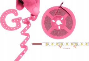 Led szalag 10m 12V 2835 Smd 8W/m S-Shape 6mm Rózsaszín Rugalmas