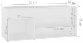 fehér szerelt fa cipőtároló pad 80 x 30 x 45 cm