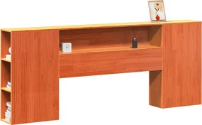 vidaXL viaszbarna tömör fenyőfa fejtámla tárolóval 180 cm