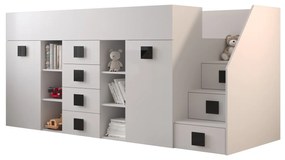 Kombinált gyerekágy 90 cm Toreno 3 (fehér + fényes fehér + fényes fekete fogantyúk) (J). 1083336