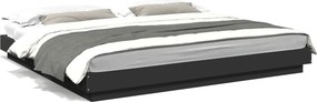 vidaXL fekete szerelt fa ágykeret LED-világítással 200 x 200 cm