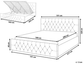 Franciaágy 180 cm AMESIA (bézs) (ágyráccsal és tárolóhellyel). 1023466