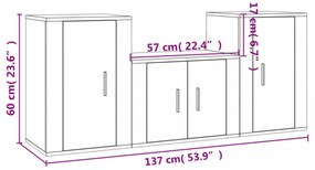 vidaXL 3 részes barna tölgy színű szerelt fa TV-szekrényszett