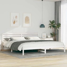 Ágykeret fejtámlával Fehér 200 x 210 cm Tömör fenyőfa