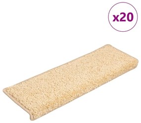 20 db krémszínű lépcsőszőnyeg, téglalap alakú széllel, 65 x 21 x 4 cm