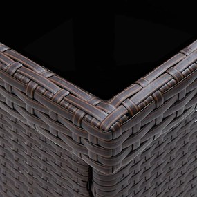 3 részes barna polyrattan és üveg kerti étkezőgarnitúra