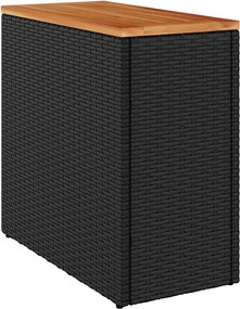 vidaXL fekete polyrattan kerti kisasztal falappal 58 x 27,5 x 55 cm