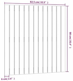 fekete tömör fenyőfa fali fejtámla 82,5x3x90 cm