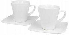 Modern fehér porcelán csésze aljjal - 250 ml - 2 személyes készlet díszdobozban