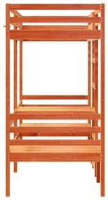 barna fenyő galériaágy-keret asztallal és székekkel 90 x 190 cm