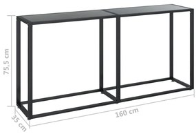 fekete edzett üveg tálalóasztal 160 x 35 x 75,5 cm