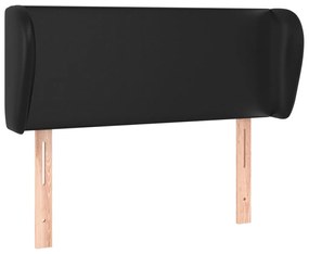 fekete műbőr szárnyas fejtámla 103x23x78/88 cm