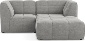 Szürke buklé sarokkanapé (jobb oldali-heverő résszel) Aloha – Makamii