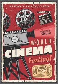 Illusztráció Cinema festival retro poster, vintage camcorder, seamartini