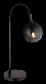 Globo 15885T Asztali lámpa fém fekete matt, füstszínű üveg búra, fekete PVC kábel, billenőkapcsoló a kábelen, HxSzxM: 225x180x575mm, kábel hossza 1800mm, 1x E27 ILLU 10W 230V izzó nélkül