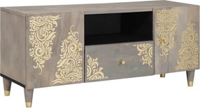 vidaXL TV szekrény fiókkal Szürke 105 x 33 x 46 cm Tömör Mangófát
