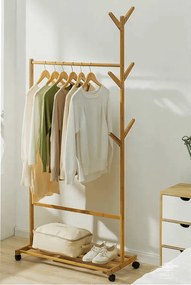 Kerekes akasztó, bambus, 80 cm széles, VIKIR TYP 2