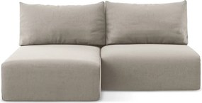 Szürkésbarna bársony kinyitható-tárolóhelyes sarokkanapé (bal oldali-heverő résszel) Kalena – Makamii