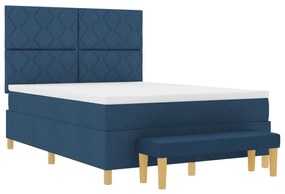 Boxspring ágy matraccal és paddal Kék 140x200 cm Szövet